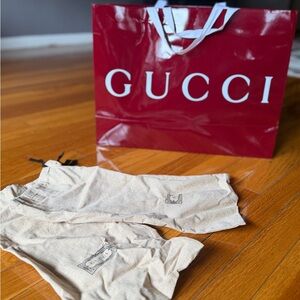 Gucci Burgundy Shopping Bag with Beige Dust Bags